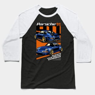 Blue Porsche 911 Baseball T-Shirt